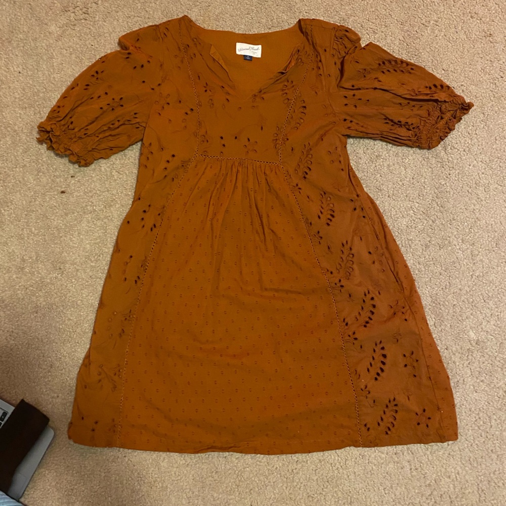 burnt orange midi dress